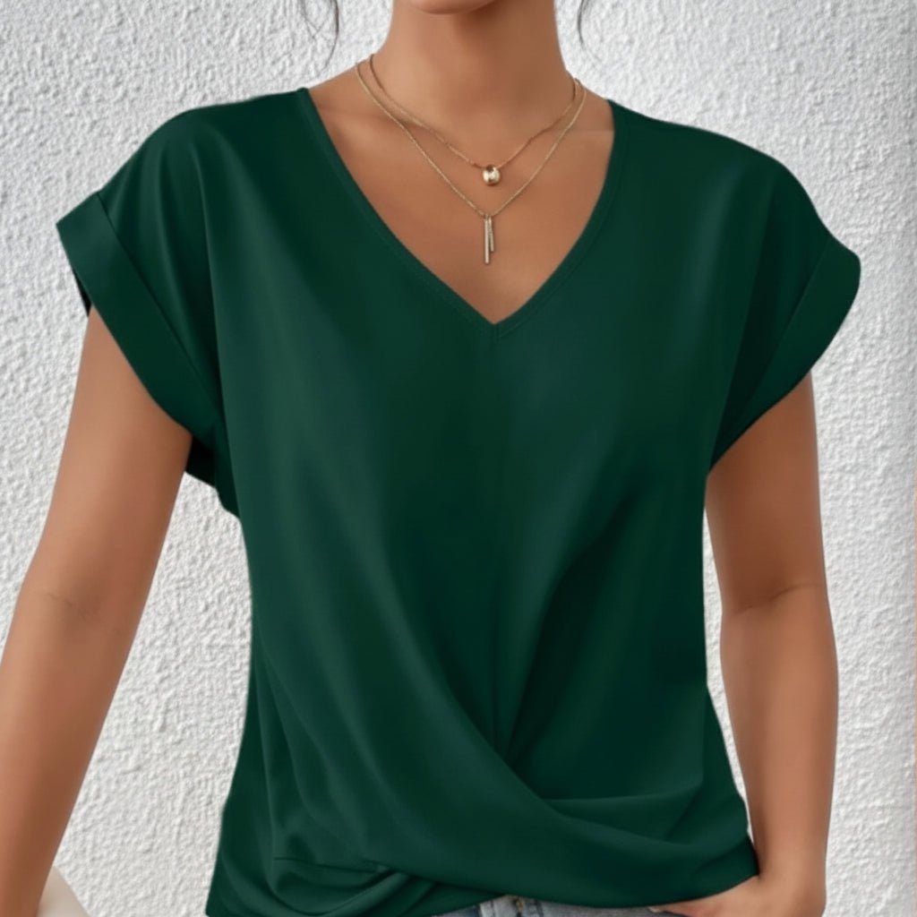 Relaxed V-Neck Draped Top