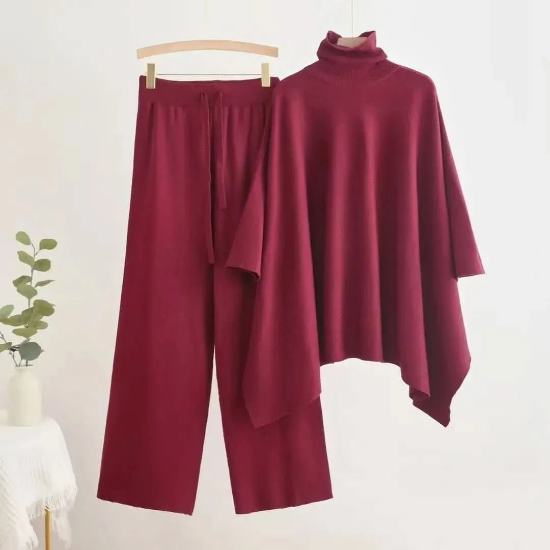 Batwing Sleeve Cardigan And Pants Set