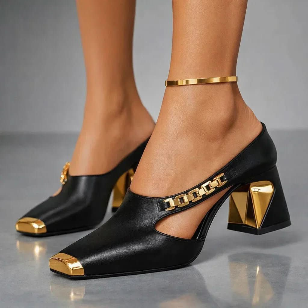 Sandalias cómodas con tacón bloque y recortes