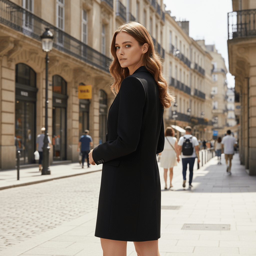 Longline Blazer In Notched Lapel