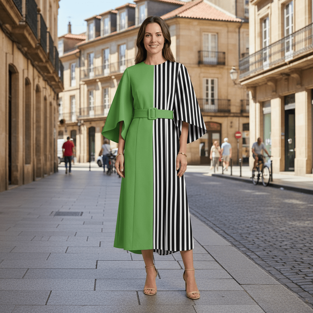 Midikleid mit Rundhalsausschnitt und weiten Ärmeln
