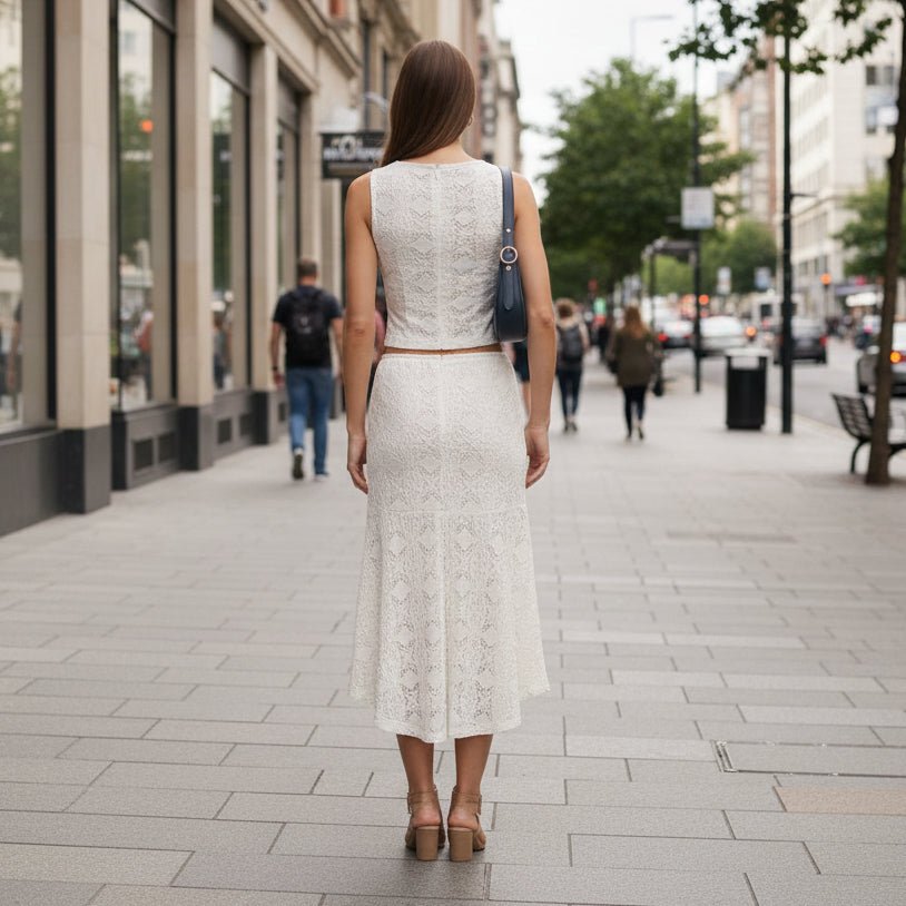 White Tank Top & Midi Skirt Set