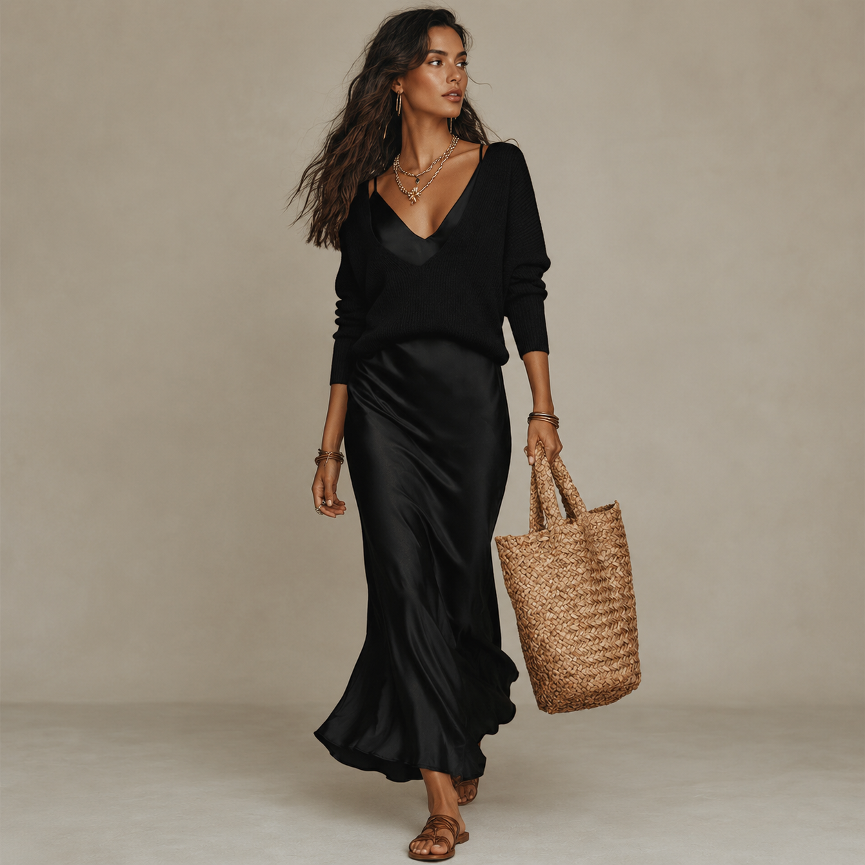 Midi Dress And Matching Sweater Set