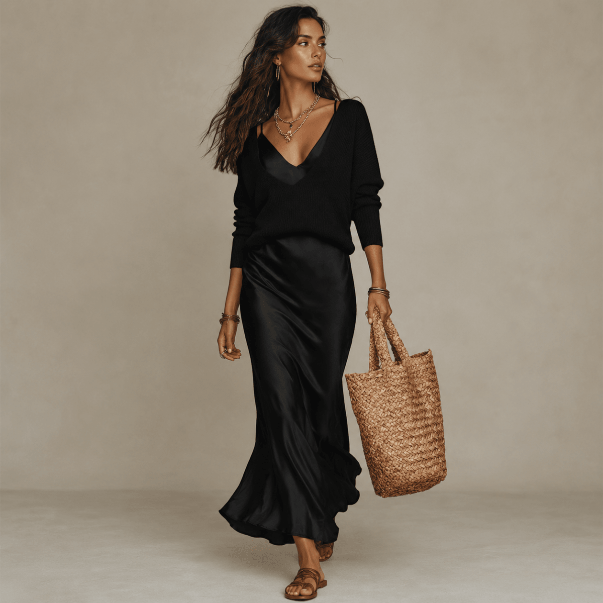 Midi Dress And Matching Sweater Set