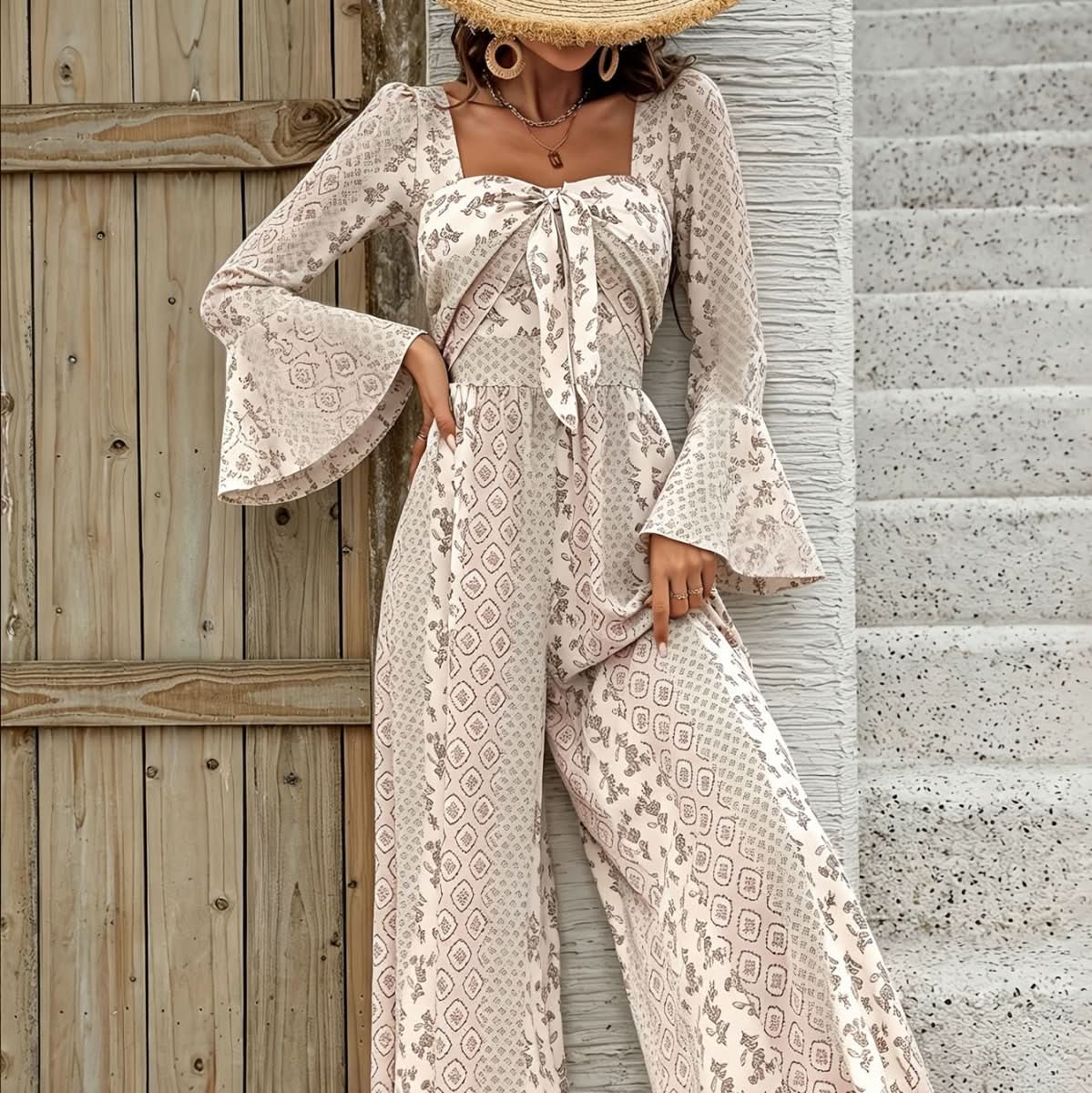 Bohemian Printed Vacation Jumpsuits