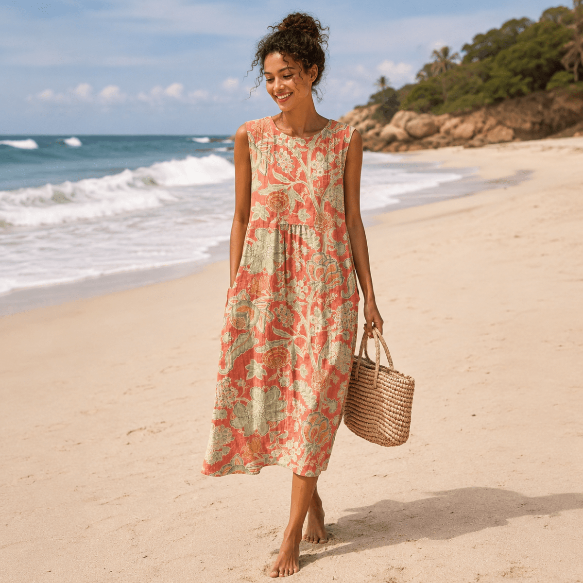 Floral Sleeveless Midi Leisure Dress