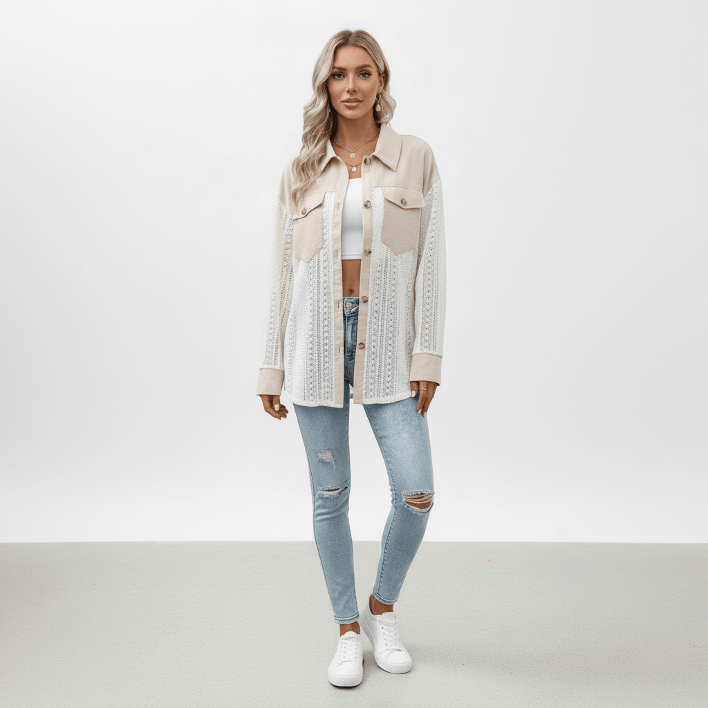 Textured Denim Lace Jacket