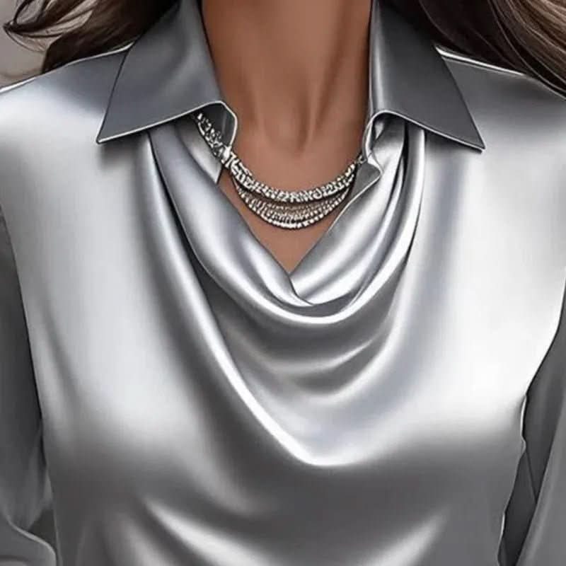 Chic Draped Blouse Elegant Neckline