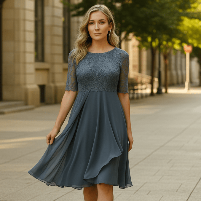 Half-Sleeve Evening Dress for Special Occasions