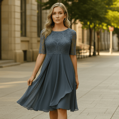 Half-Sleeve Evening Dress for Special Occasions