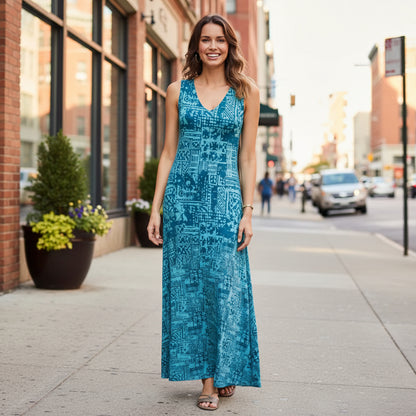 Vintage Printed Boho Splice Dress