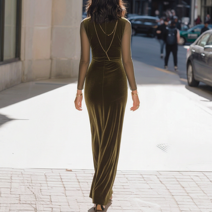 Nova | Women's Velvet Long-Sleeve Maxi Dress