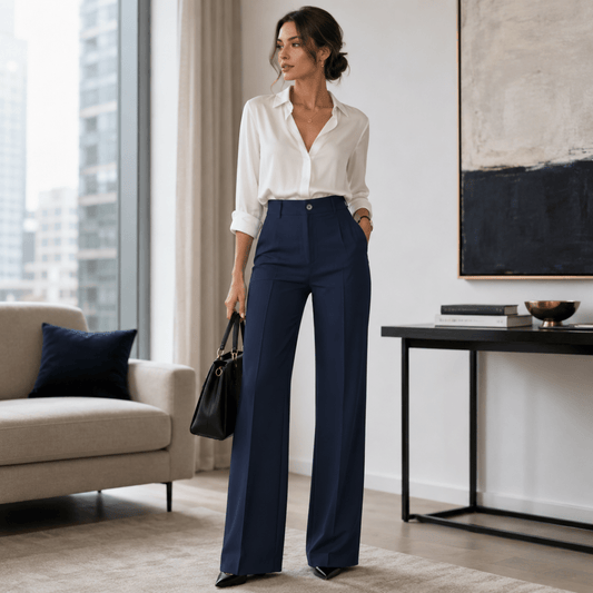 High Waist Pleated Wide Leg Trousers