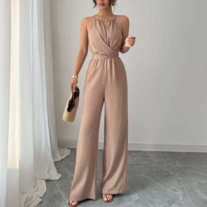 Casual Wide Leg Maxi Jumpsuits