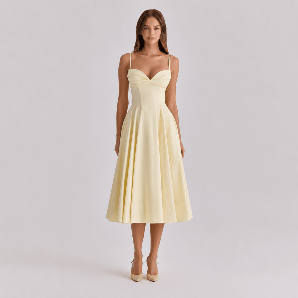 Gathered Bust Midi Dress