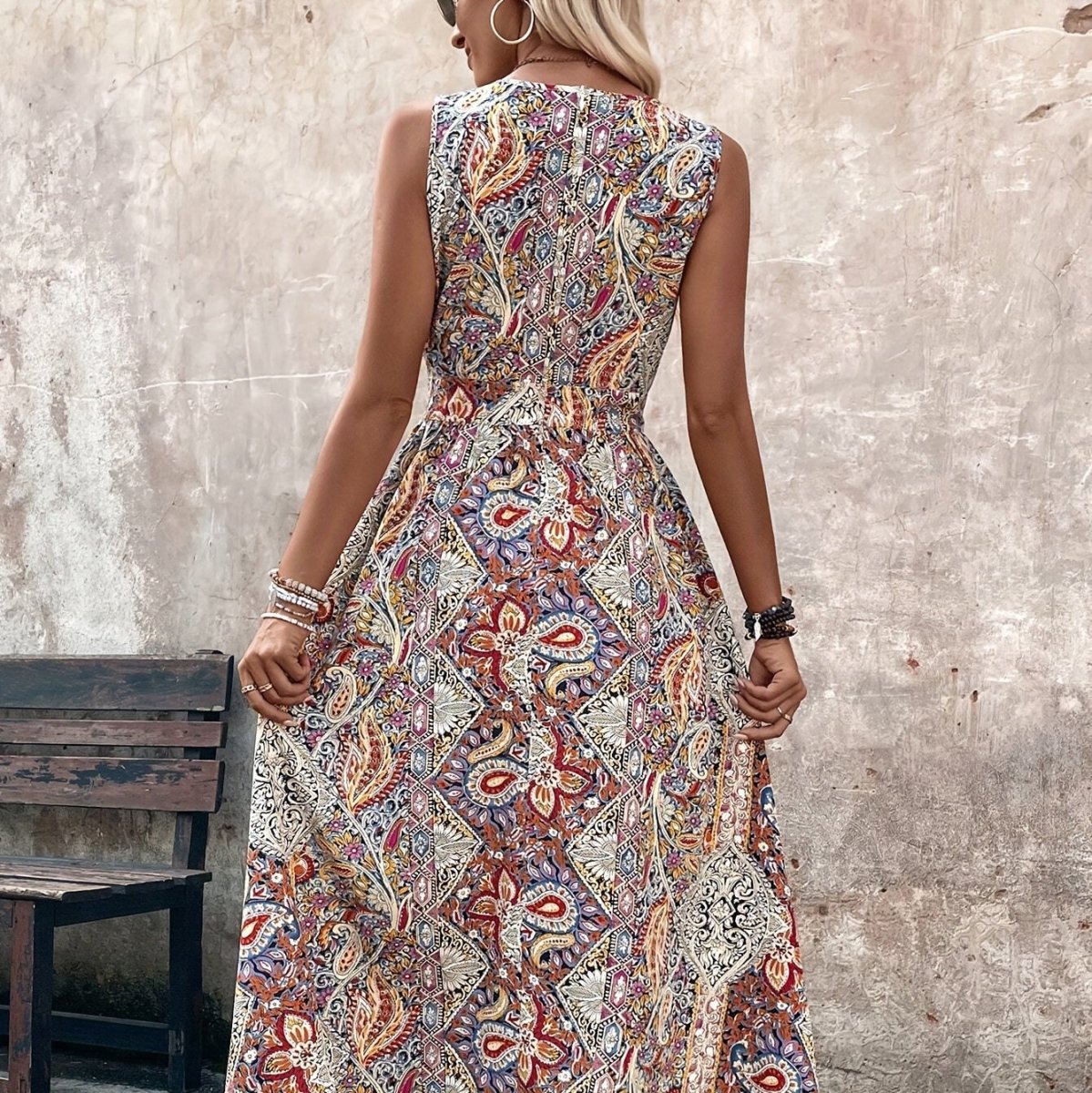 Paisley Print Sleeveless Jumpsuits