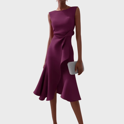Draped Asymmetric Midi Dress