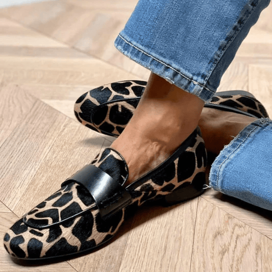 Bold Leather Animal Print Loafers