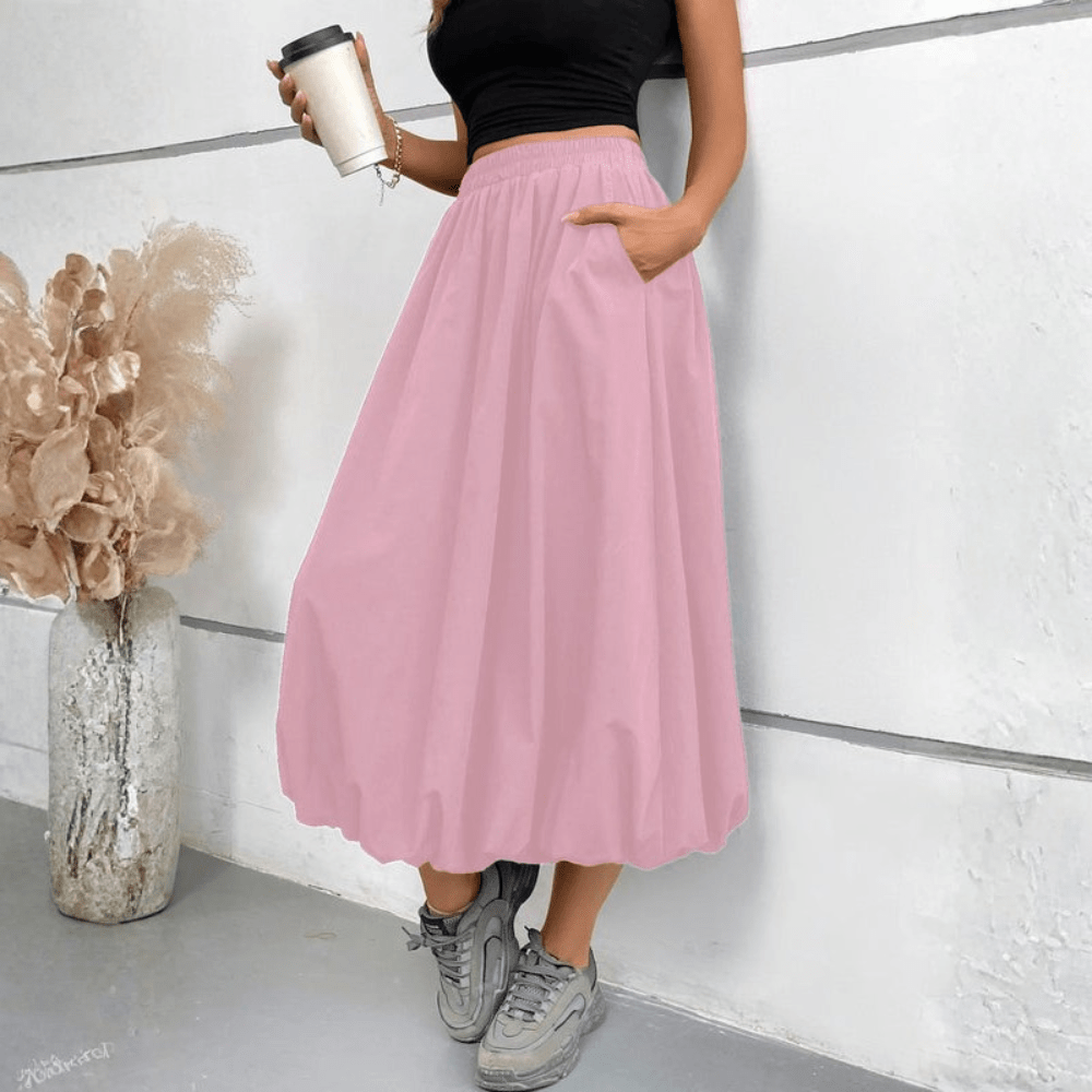 Graceful High Waist Midi Skirt