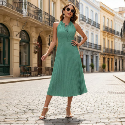 Pleated Halter Dress