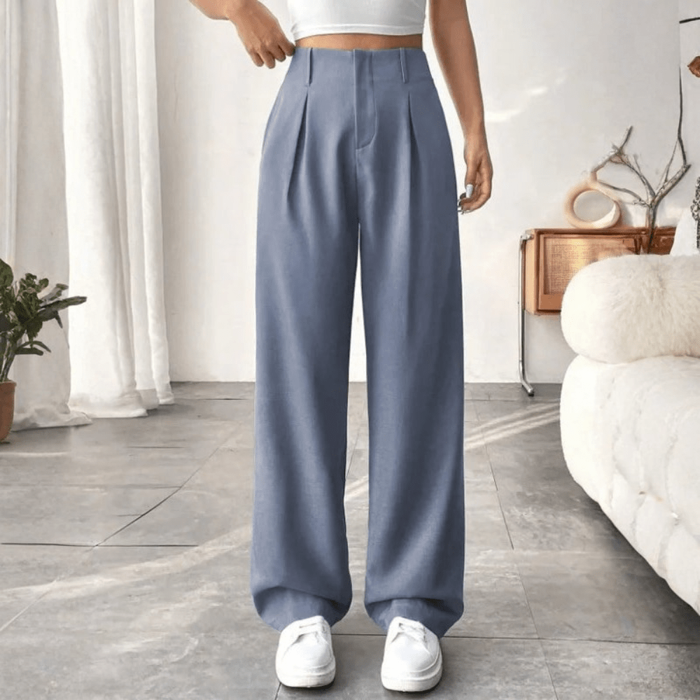 Wide Leg Pants for Women High Waist | Draped Flowy Trousers for Work and Vacation