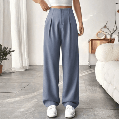 High Waisted Draped Wide Leg Pants