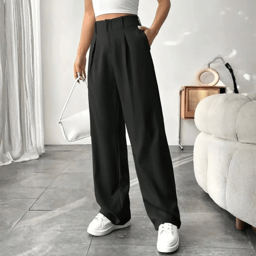 flowy dress pants women Wide Leg for High Waist | Draped Trousers for Work and Vacation Men's Brown Round Toe D2026 waisted design with strategic Italian Size:44 IT