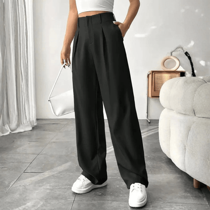 High Waisted Draped Wide Leg Pants