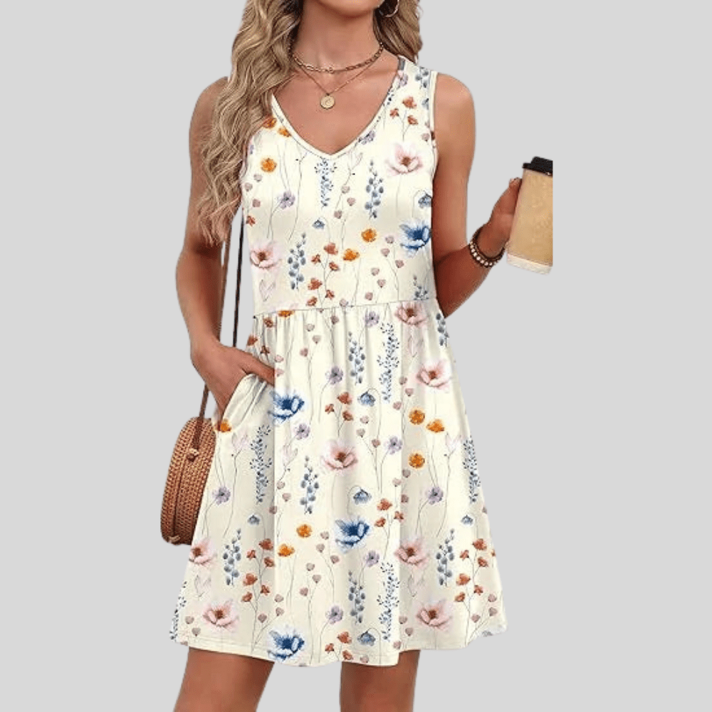 Floral Midi Dress Strapless