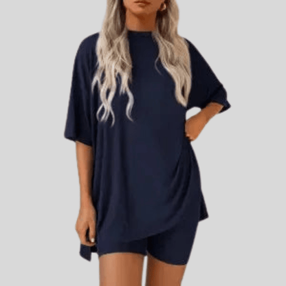 Loose Short Sleeve Top And Shorts Set