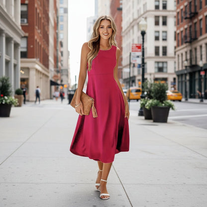 Sleeveless A-Line Midi Dress
