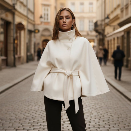 Parka Cape con cinturón de lazo