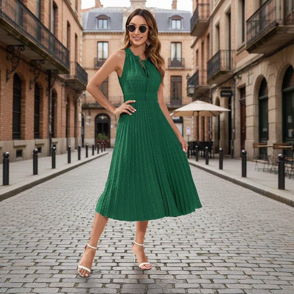 Pleated Halter Dress