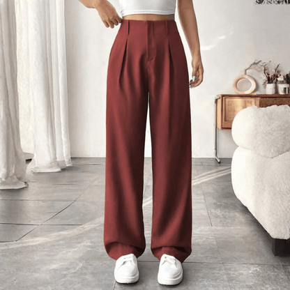 High Waisted Draped Wide Leg Pants