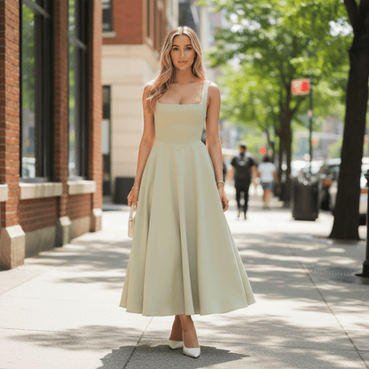 Midi-Kleid mit eckigem Ausschnitt