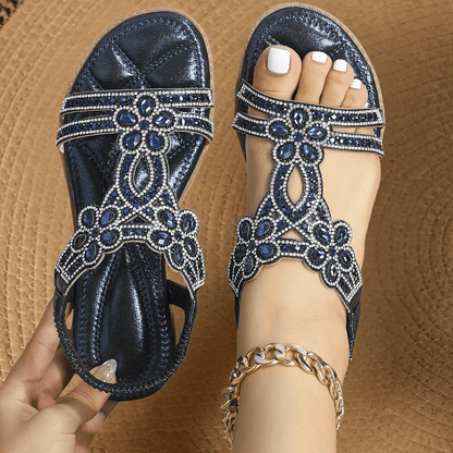 Sandalias planas con pedrería