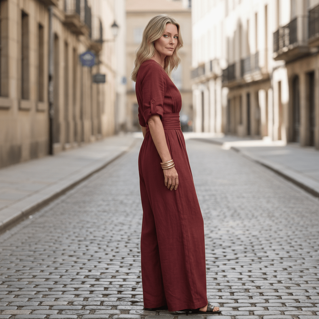 Defined Waist Cross Front Jumpsuit