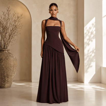 Cutout Halter Split Maxi Dress
