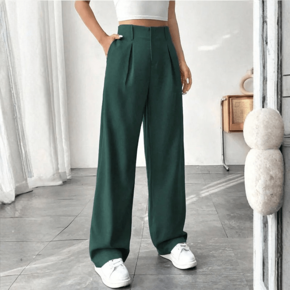 High Waisted Draped Wide Leg Pants