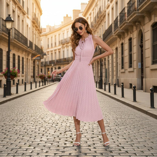 Pleated Halter Dress