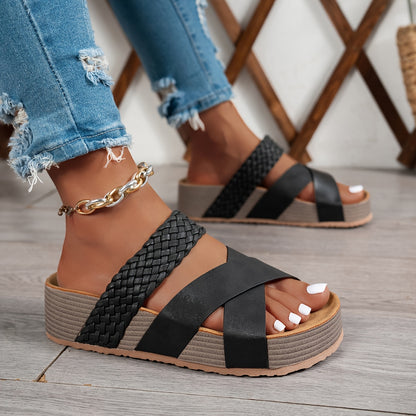 Woven Platform Slide Sandals