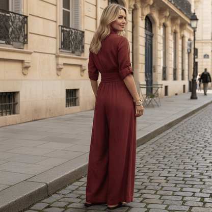 Defined Waist Cross Front Jumpsuit