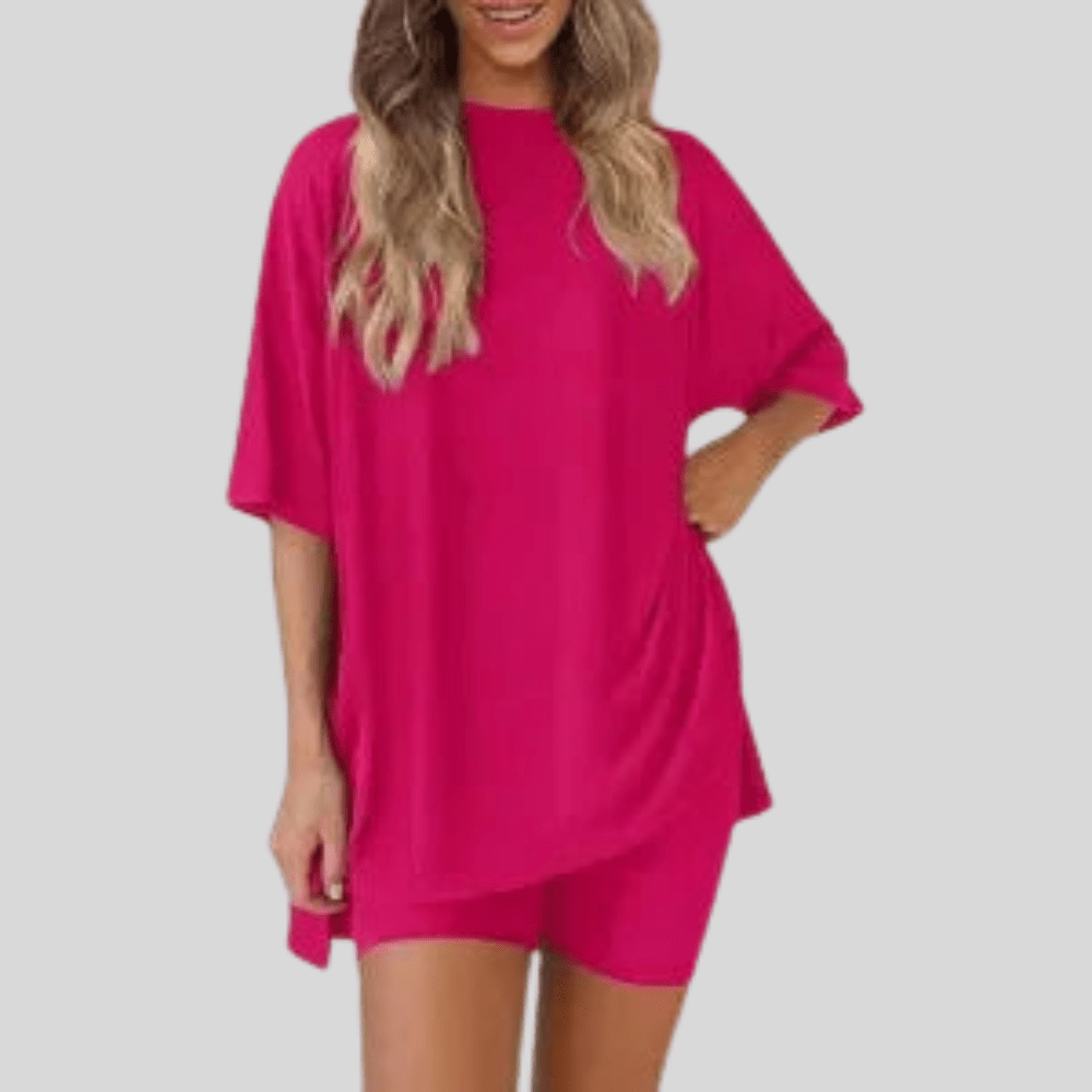 Loose Short Sleeve Top And Shorts Set