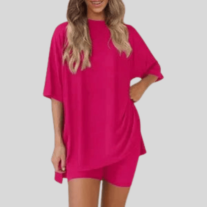 Loose Short Sleeve Top And Shorts Set