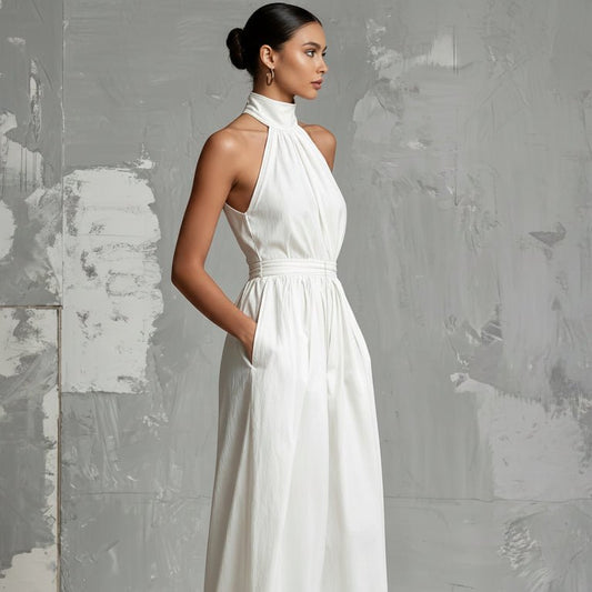 Backless Belted Tank Jumpsuits
