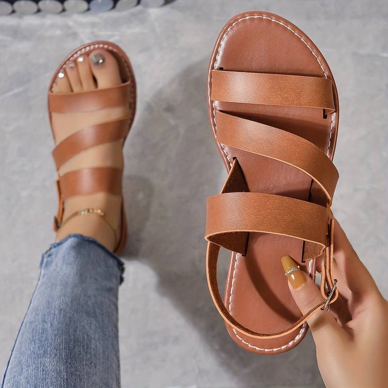 Three-Strap Flat Summer Sandals