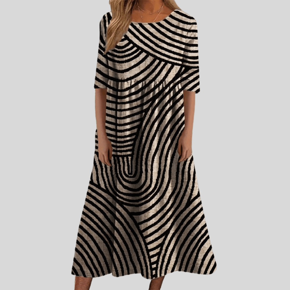 Lebhaftes Midikleid mit Zebramuster