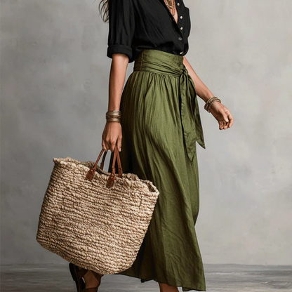 Long Sleeve Top And Midi Skirt Set