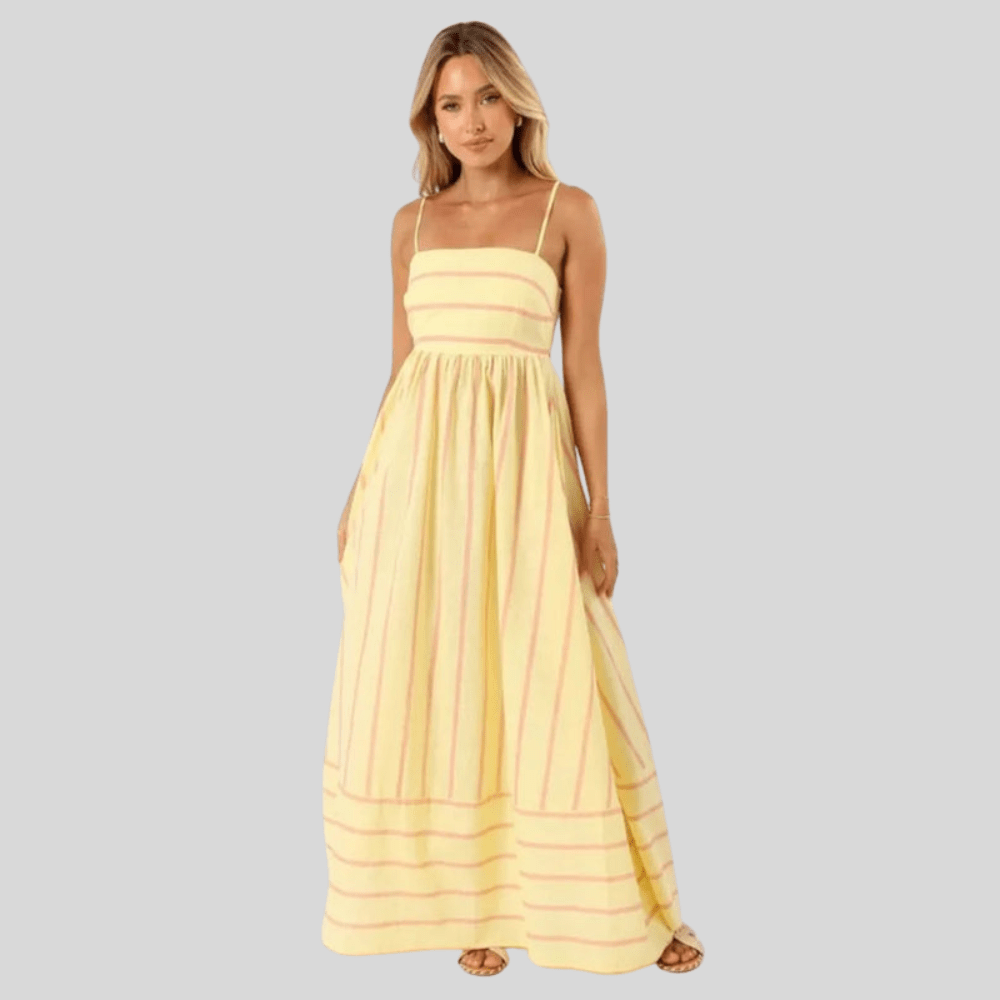 Striped Maxi Dress Backless