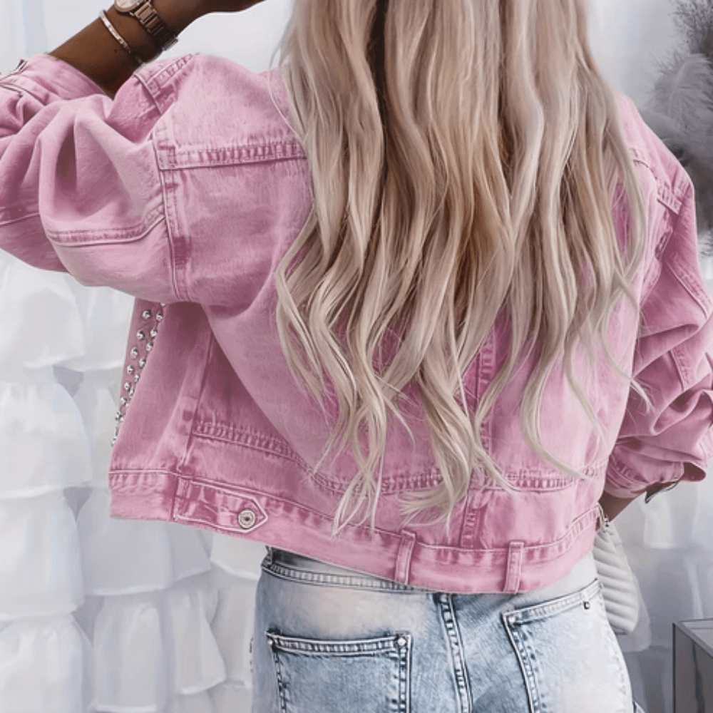 Chic Denim Pearl Pocket Jacket